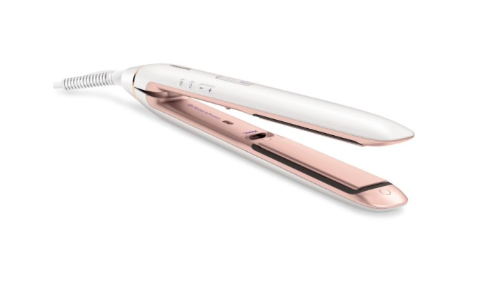 Placa de indreptat parul Philips MoistureProtect HP8372/00, Ionizare, Placi ceramice mobile, 200 grade, 3 setari temperatura, Alb [2]