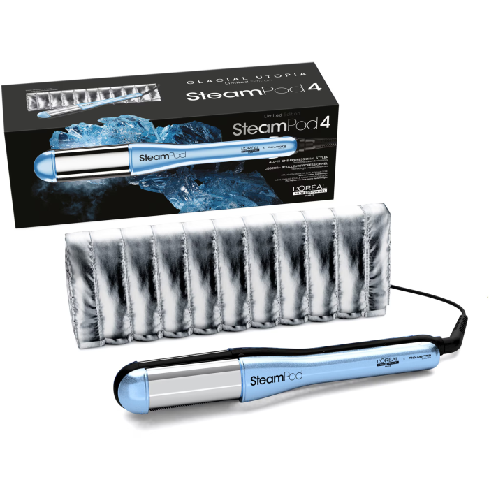 Placa profesionala de par pentru coafare si ingrijire L’Oréal Professionnel Steampod 4.00 UTOPIA, Editie Limitata, 3 setari de caldura, oprire automata, rezervor de apa incorporat, albastru metalizat [2]