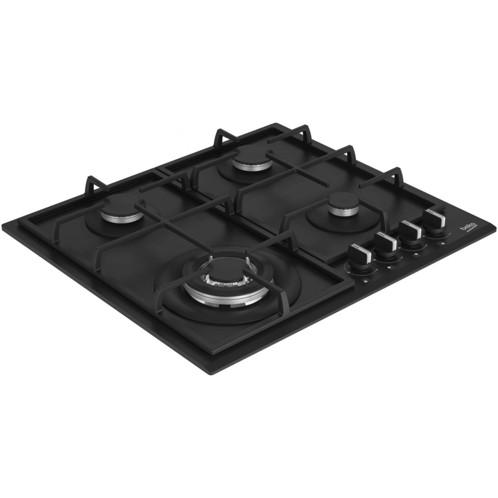 Plita incorporabila Beko HIYG64225SBO, Gaz, 4 arzatoare, Wok, Gratar din fonta, 60 cm, Negru [2]