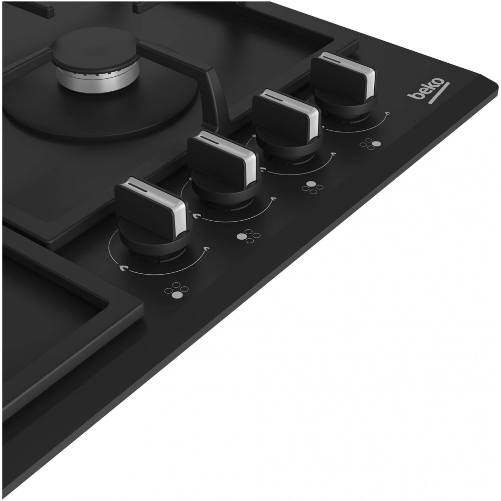 Plita incorporabila Beko HIYG64225SBO, Gaz, 4 arzatoare, Wok, Gratar din fonta, 60 cm, Negru [4]
