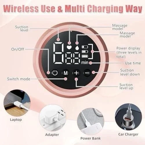 Pompă electrică de sân roz MZ-608T fără BPA, 9 niveluri, 3 moduri, portabilă, eficientă [2]
