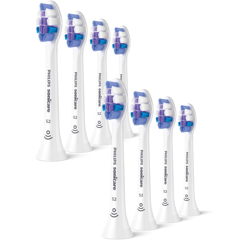 Rezerve Philips Sonicare Sensitive HX6058/87, pachet de 8 capete de periere, Standard, click-on, sincronizarea modurilor BrushSync, Alb [2]