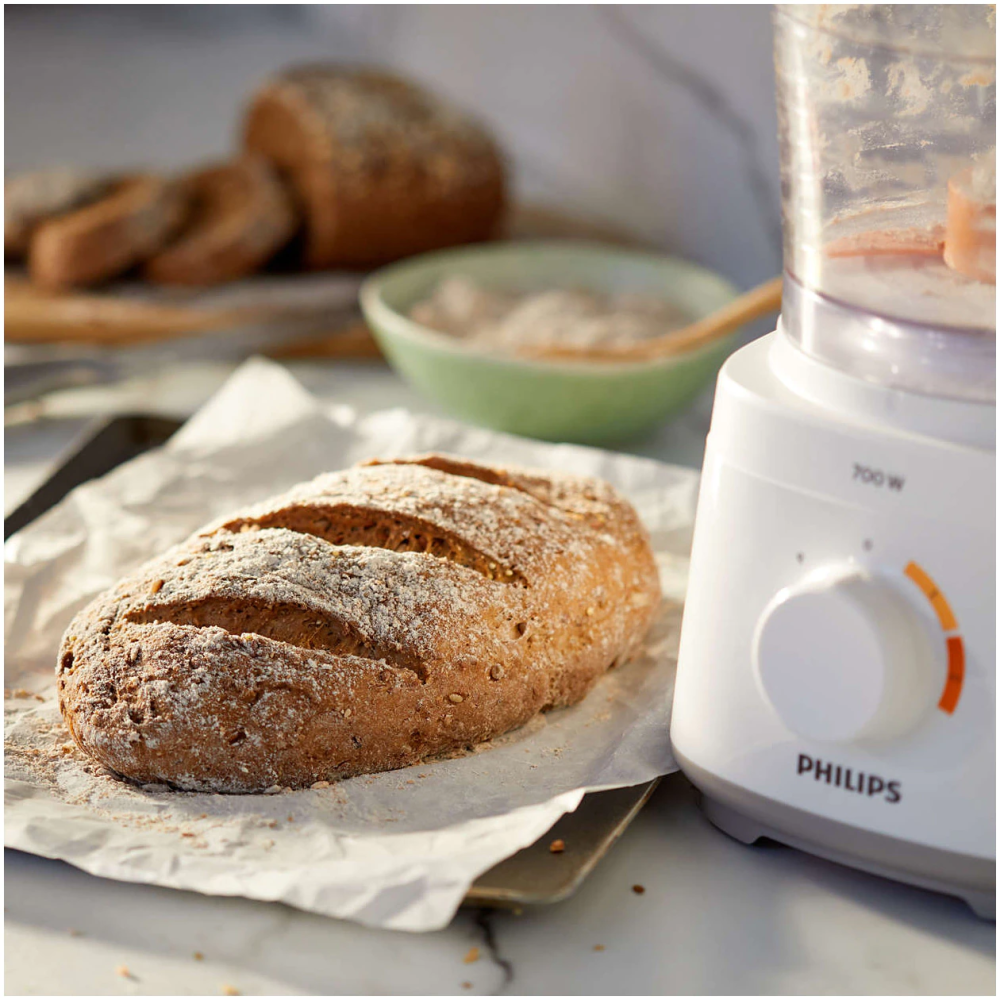 Robot de bucatarie Philips HR7310/00 Daily Collection, 700 W, 2 viteze + puls, bol 2.1 l, dispozitiv de emulsifiere, disc din inox, alb [3]