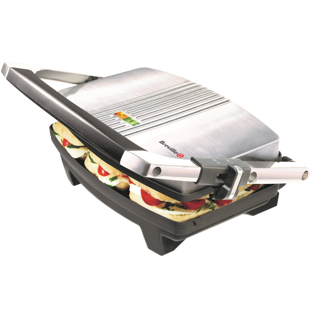 Sandwich-maker Breville Panini VST025X-01, 1000 W, Placi antiaderente, Negru/Inox [2]