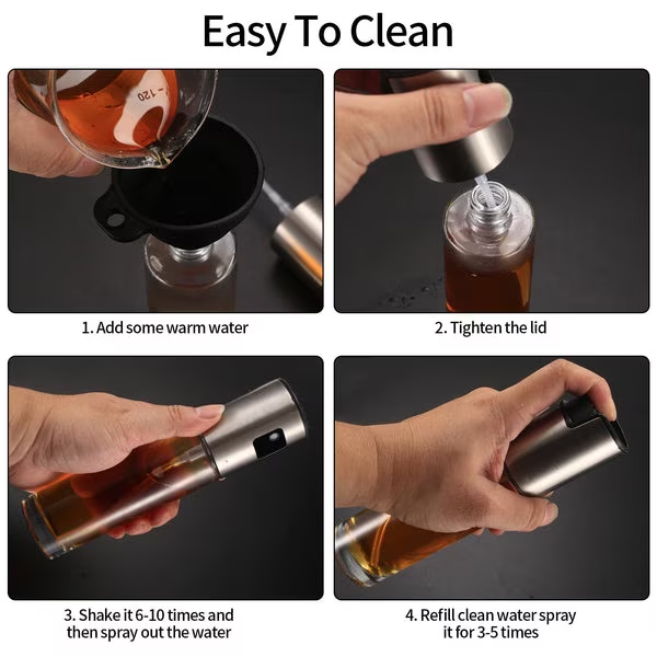 Set 2 Pulverizatoare Ulei/Otet 100ml, Recipiente din sticla transparenta, cu 7 accesorii [4]