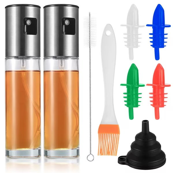 Set 2 Pulverizatoare Ulei/Otet 100ml, Recipiente din sticla transparenta, cu 7 accesorii [1]