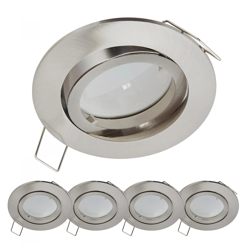 Set 5 Spoturi LED Premium, YanFeiYit, 5W, 420 Lumeni, Unghi Luminare 120 grade, Rezistent la Apa IP20, Argintiu [1]