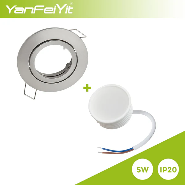 Set 5 Spoturi LED Premium, YanFeiYit, 5W, 420 Lumeni, Unghi Luminare 120 grade, Rezistent la Apa IP20, Argintiu [2]