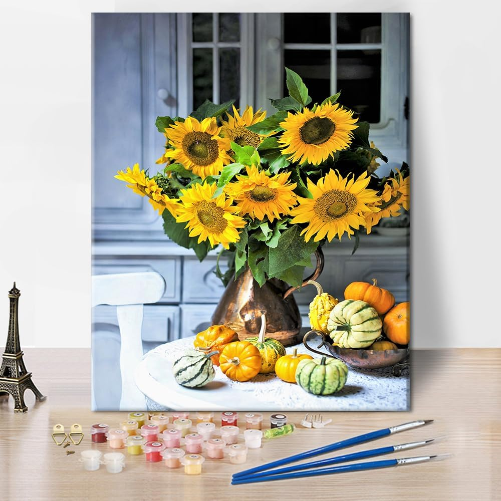 Set Complet pentru Pictura, Panza 50x38 cm, 3 Pensule, 24 Acuarele Acrylice, Marcaje Specifice [1]