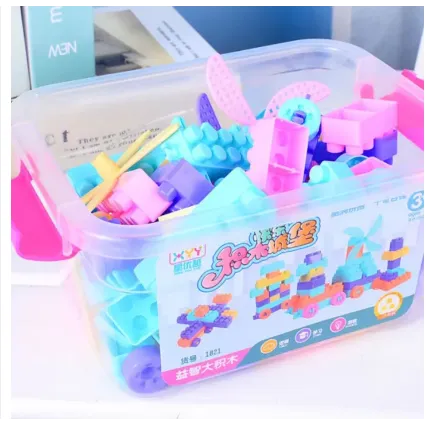Set Cuburi de Constructie, Building Blocks, 130 piese, Cutie depozitare inclusa, Multicolore [2]