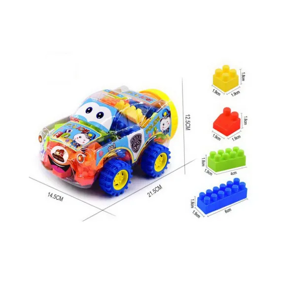 Set Cuburi de Constructie, Tip Masinuta, 4 Culori [2]