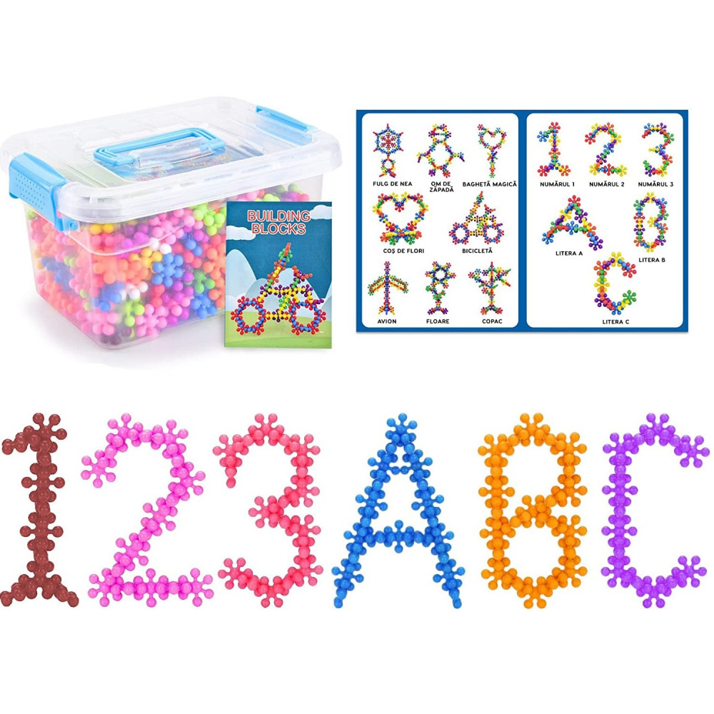 Set de constructie 170 piese, Doloowee, Interblocabile, Plastic rezistent, Jucarie educationala, Stelute multicolore, varsta 3+ [1]