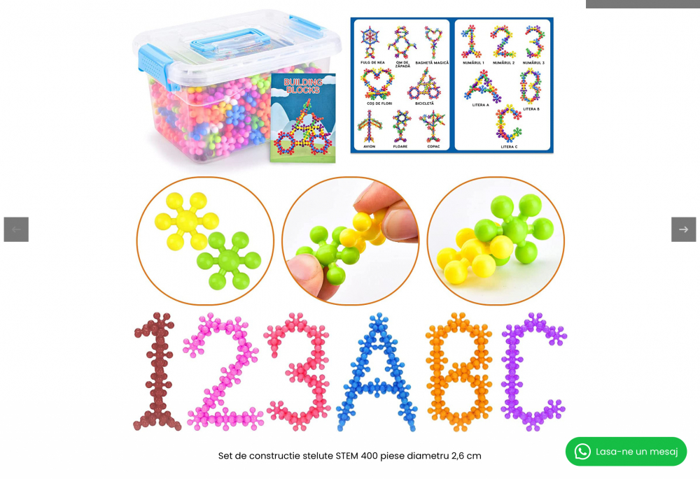 Set de constructie 170 piese, Doloowee, Interblocabile, Plastic rezistent, Jucarie educationala, Stelute multicolore, varsta 3+ [2]