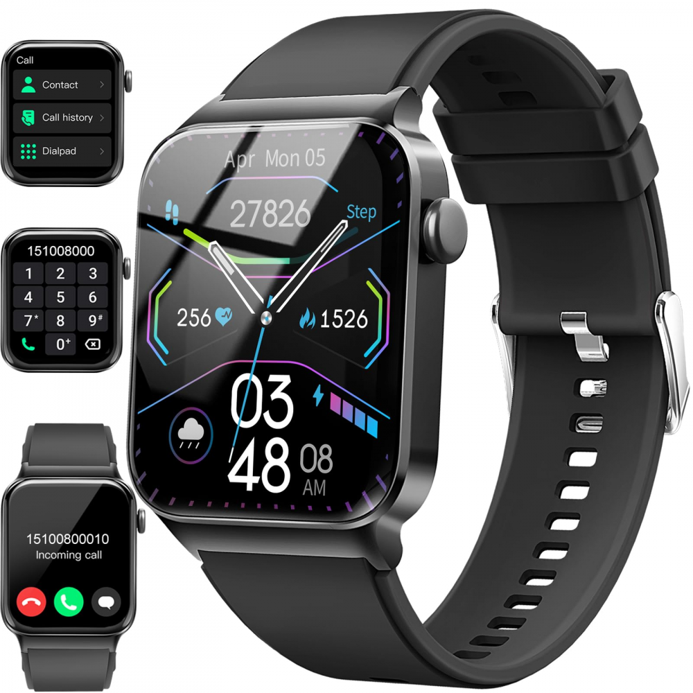 Smartwatch Donerton, 1.85 inch, 112 Moduri Sport, Monitorizare Ritm Cardiac, Pedometru, IP68 Rezistent la apa, Compatibil iOS si Android [1]