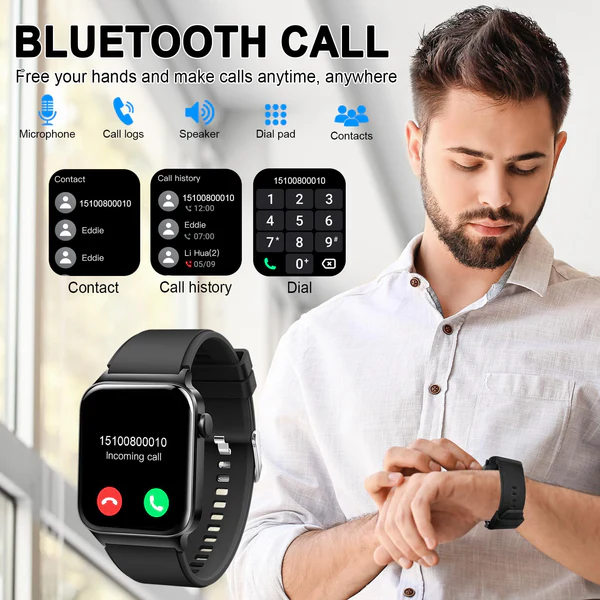 Smartwatch Donerton, 1.85 inch, 112 Moduri Sport, Monitorizare Ritm Cardiac, Pedometru, IP68 Rezistent la apa, Compatibil iOS si Android [3]