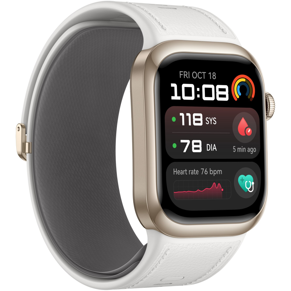 Smartwatch Huawei Watch D2, Gold aluminum alloy Case, White Composite Leather Strap [3]
