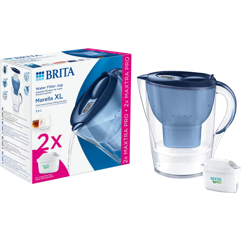 Starter pack cana filtranta Brita Marella XL, 3.5L, albastra + 2 filtre Maxtra PRO [2]