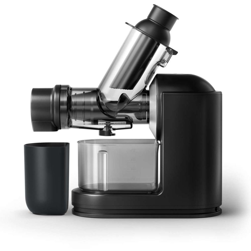 Storcator de fructe si legume prin presare la rece PHILIPS Viva Collection HR1889/70, 150W, tub de alimentare XL de 70mm, Recipient suc 1 l, Recipient pulpa 0.75 l, Tehnologie QuickClean, Negru [2]