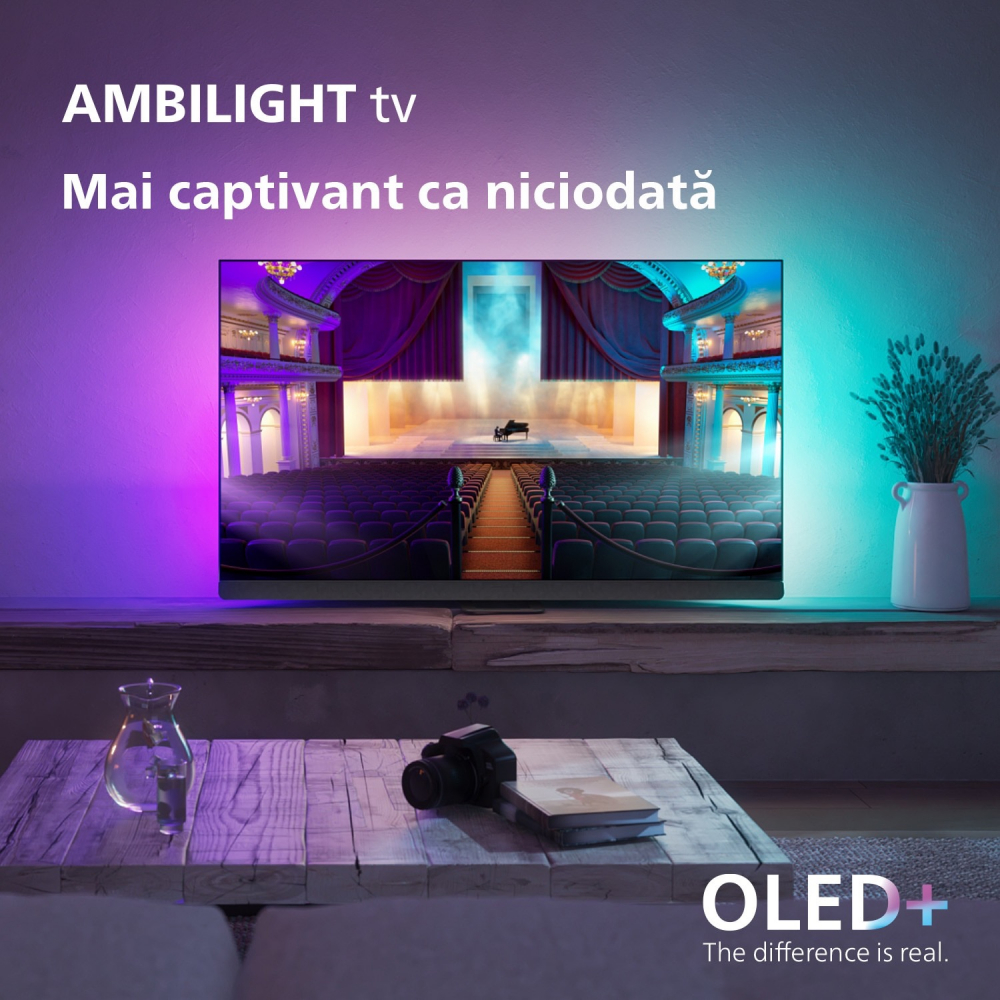 Televizor Philips AMBILIGHT tv OLED 55OLED908, 139 cm, Google TV, 4K Ultra HD, 100hz, Clasa G (RESIGILAT) [2]