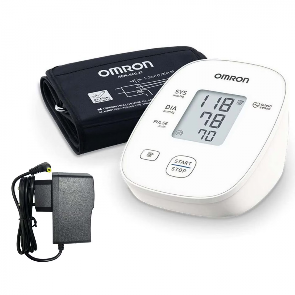 Tensiometru complet automat de brat Omron M300, Tehnologie IntelliSense, Afisaj LCD, Adaptor AC, Alb [2]