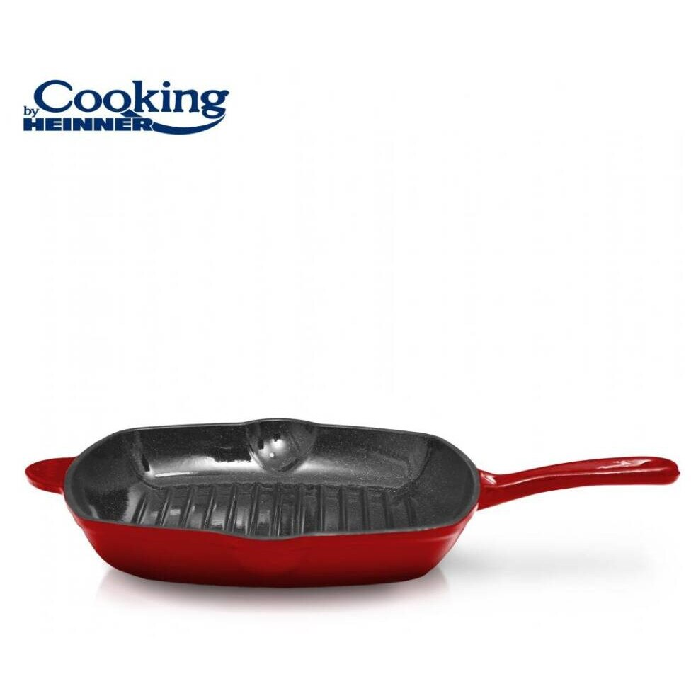 Tigaie Grill Heinner Red Line 26.5x4.5CM din Fonta Emailata Rosu [2]
