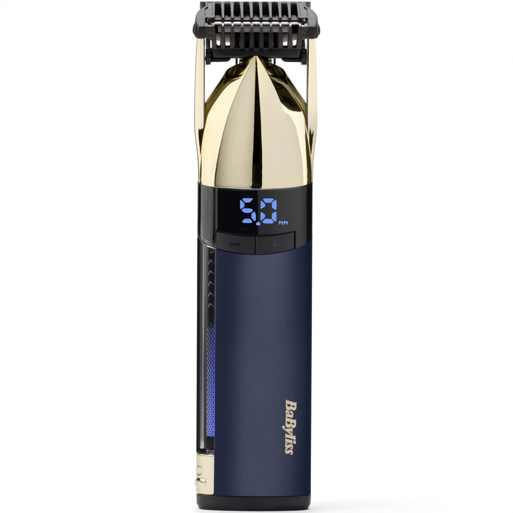 Trimmer BaByliss Super-X Metal Gold & Navy Stubble S992E, autonomie 90 min, ecran LED, lame din titan, motor High Torque ultra-performant, auriu/ albastru marin [2]