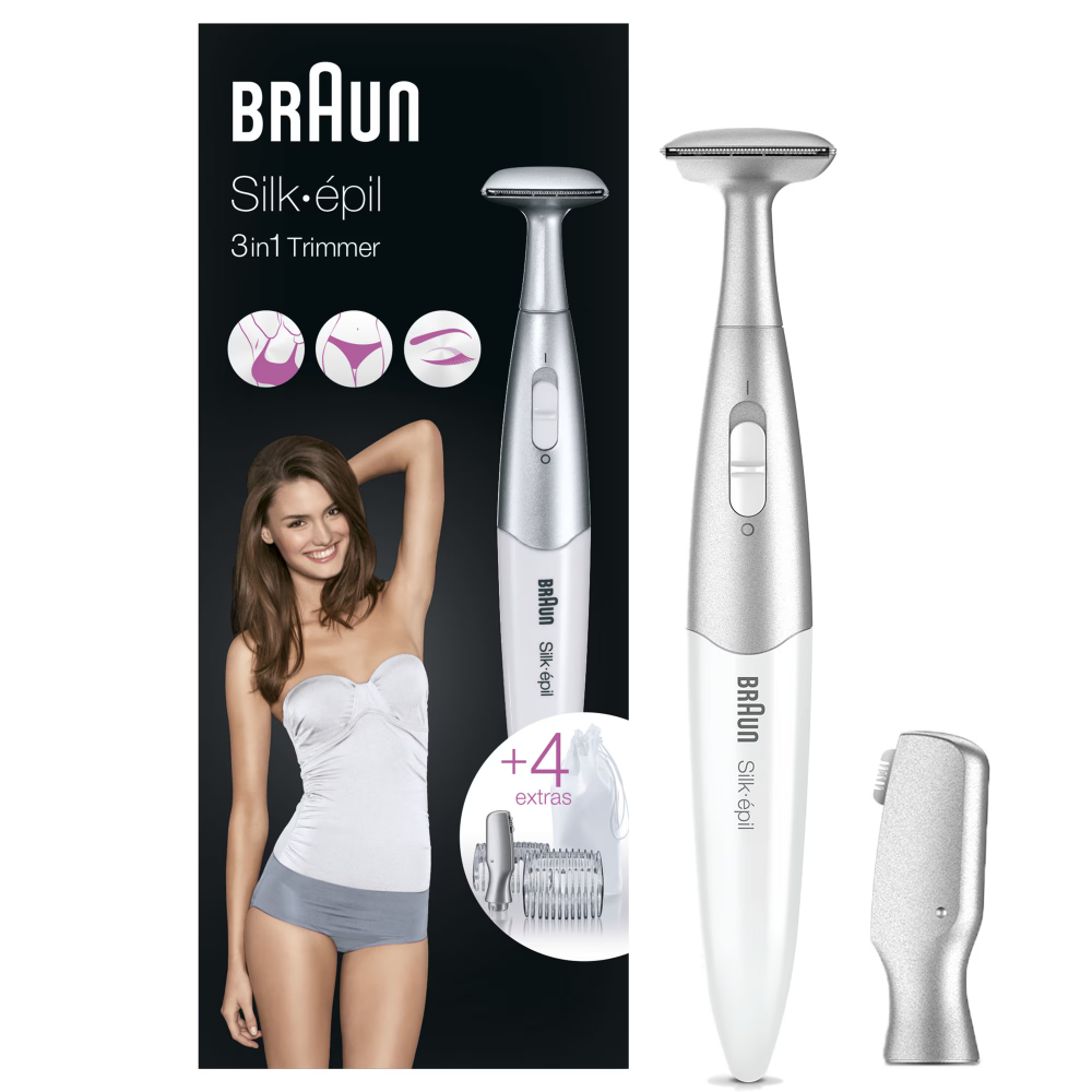 Trimmer Braun Silk-e´pil FG1100 3 in 1, 4 accesorii, Saculet pentru voiaj, Roz [1]