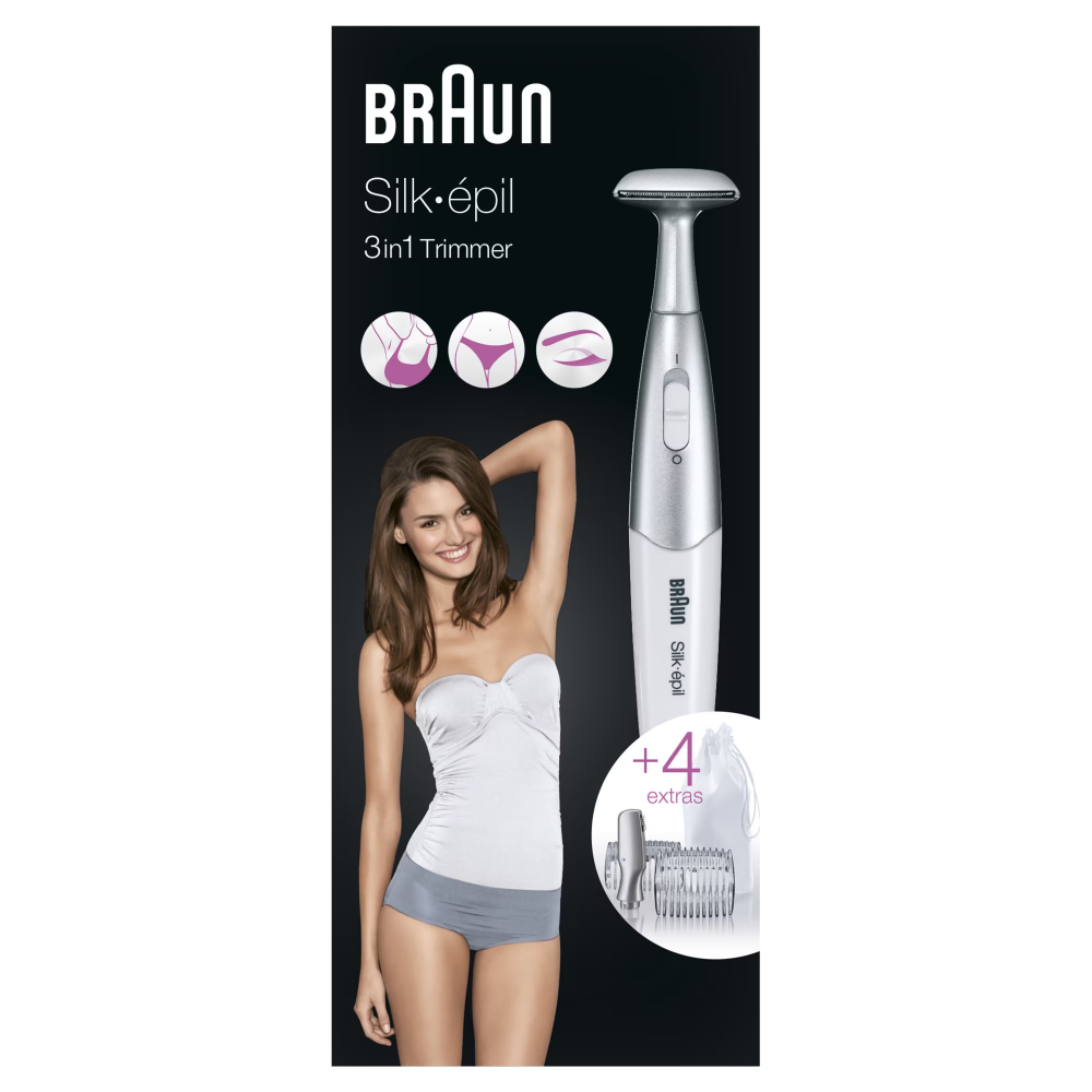 Trimmer Braun Silk-e´pil FG1100 3 in 1, 4 accesorii, Saculet pentru voiaj, Roz [3]