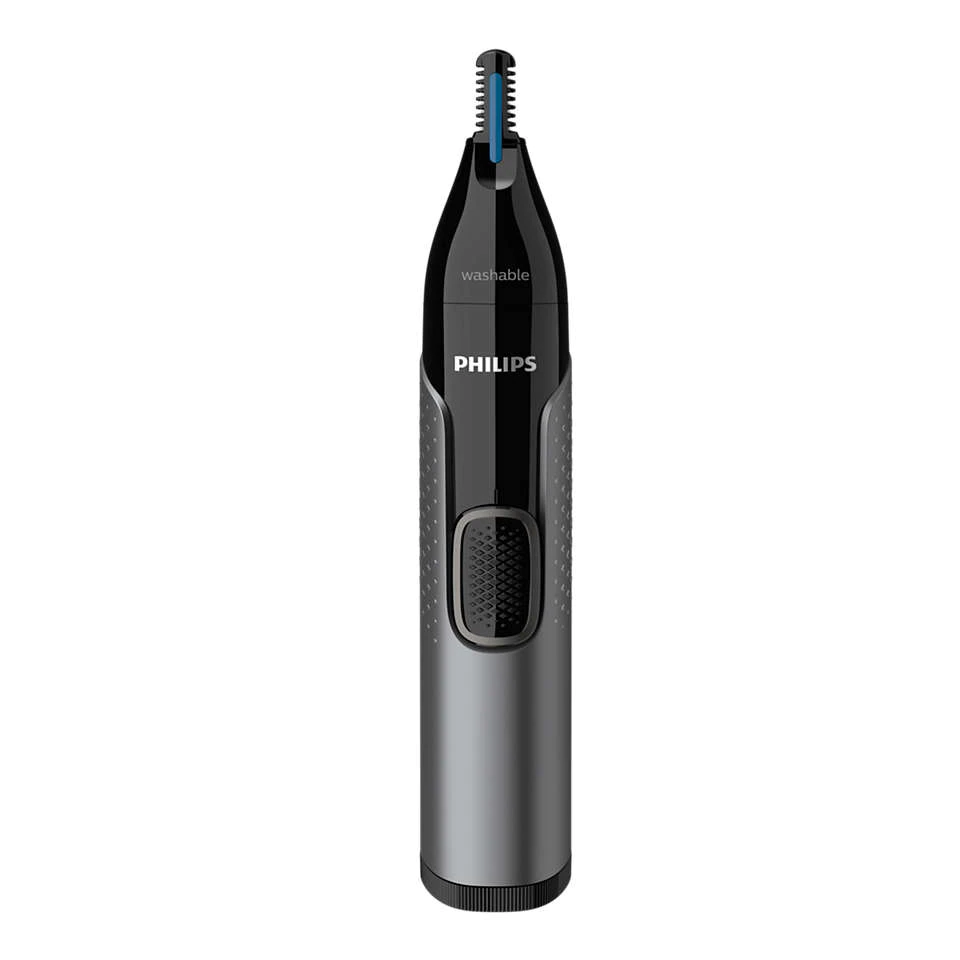 Trimmer pentru nas/urechi PHILIPS NT3650/16, baterie, lavabil, tehnologie Precision Trim, otel inoxidabil, pieptene pentru sprancene, pieptene 5 mm, Gri [2]