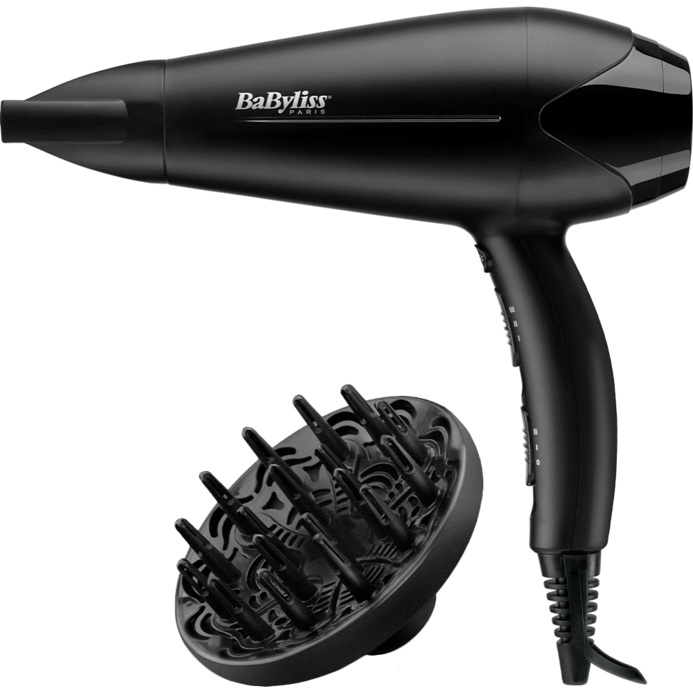 Uscator de par BaByliss D563DE, 2100W, 2 viteze, 3 trepte de temperatura, 2 accesorii: difuzor, concentrator, Tehnologie Ceramica, Negru [1]