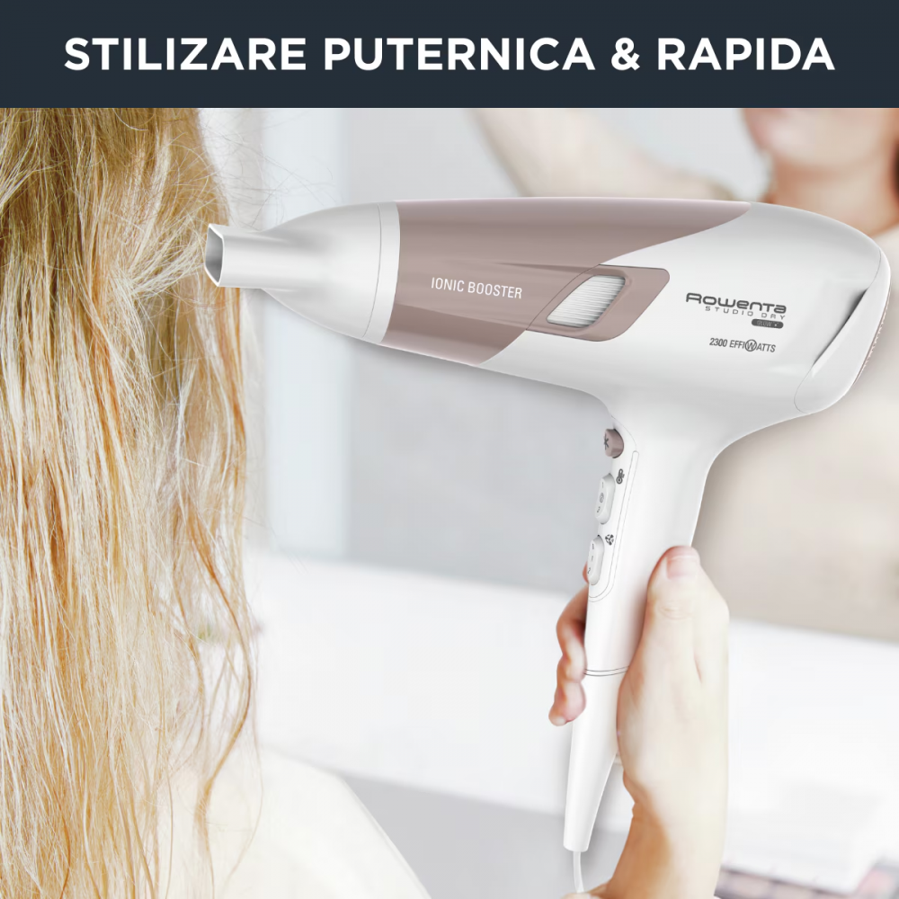 Uscator de par ROWENTA Studio Dry Glow CV5830F0, 2300W, 6 trepte viteza, tehnologie Thermo Control, alb [5]