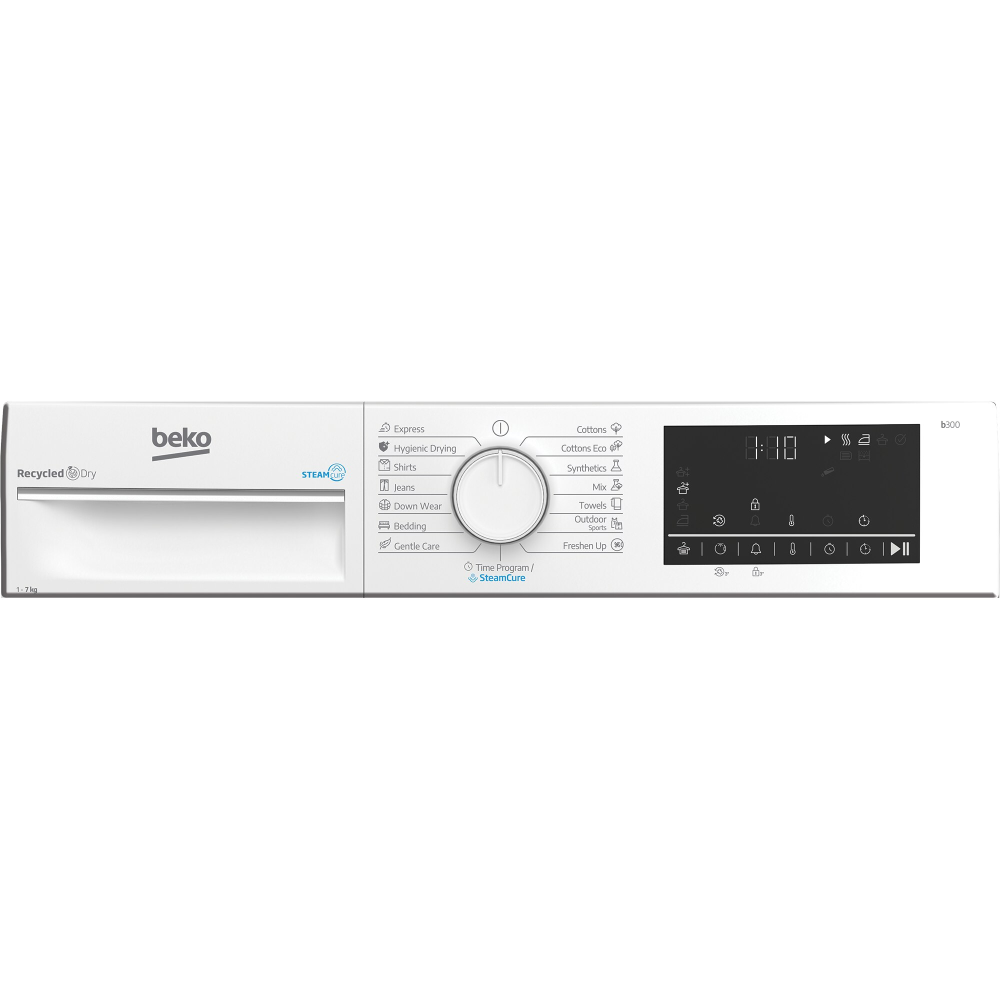 Uscator de rufe Beko B3T67230, 7 kg, Clasa D, Pompa de caldura, SteamCure, Hygienic Dry, Recycled Dry, Alb [3]