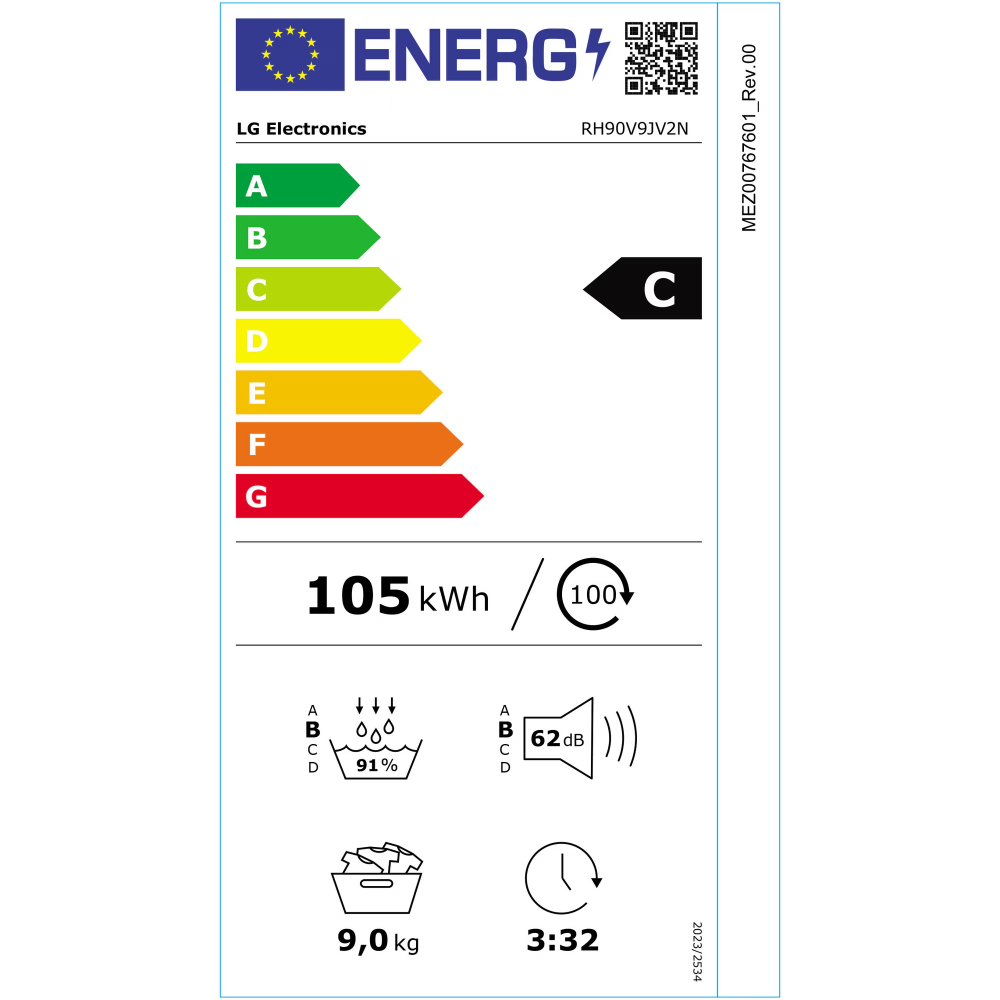 Uscator de rufe LG RH90V9JV2N, Pompa de caldura Dual Inverter, 9 kg, 14 programe, Clasa C, Smart Diagnosis, Wi-Fi, Antracit [7]