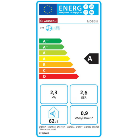 Aparat de aer conditionat portabil Ariston MOBIS 8, 8000 BTU, Functie Ventilatie, Fresh, Sleep, Follow Me, Dezumidificare, Telecomanda, Kit evacuare inclus [3]