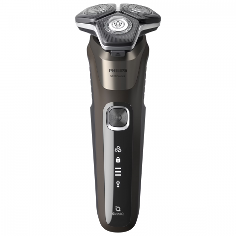 Aparat de barbierit PHILIPS Shaver Seria 5000 S5886/30, barbierit umed si uscat, tehnologie SkinIQ, fara fir, capete flexibile 360°, display LED, senzor Power Adapt, lame auto-ascutire, lama de tuns i [1]