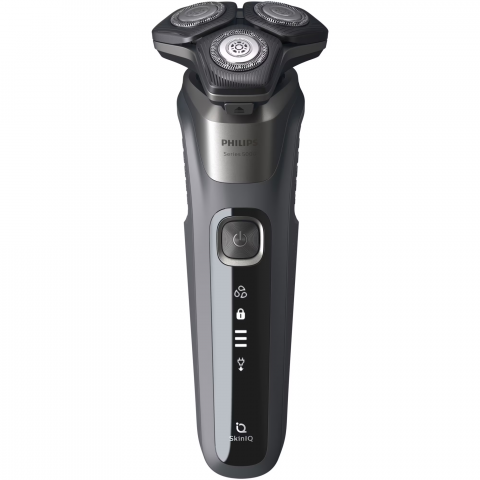 Aparat de barbierit PHILIPS Shaver Seria 5000 S5887/10, barbierit umed/uscat, tehnologie SkinIQ, fara fir, capete flexibile 360°, display LED, senzor Power Adapt, lame auto-ascutire, lama de tuns inte [1]