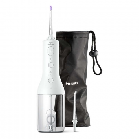 Aparat de curatare interdentara Philips Sonicare Power Flosser HX3826/31, tehnologie QuadStream, 2 capete de curatare, 2 moduri de curatare, 3 niveluri de intensitate, husa, Alb [1]