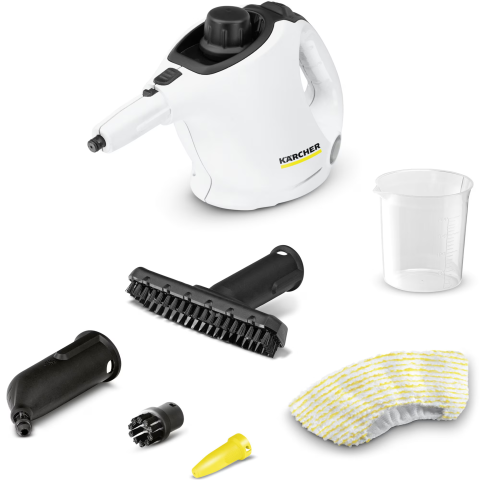 ELECTROCASNICE - RESIGILATE - Aparat de curatat cu abur multifunctional Karcher SC 1, 1200 W, 3 bar, rezervor 0,2 l, accesorii curatare suprafete multiple, 1.516-400.0, Alb/Negru