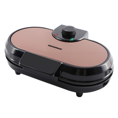 ARTICOLE DIVERSE - Aparat de facut gofre/vafe Heinner Copper Crown HWF-1000CR, 1000W, buton reglare temperatura, placi cu invelis antiaderent, plite gofre: 13.97 cm, negru/aramiu