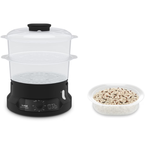 Aparat de gatit cu aburi Tefal MiniCompact VC139810,800W, 6L, preparare 2 retete simultan, 2 compartimente, timer 60 min, indicator nivel apa, negru [3]