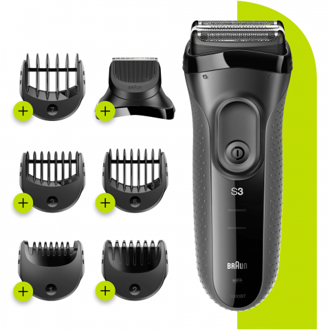 Aparat de ras electric Braun Series 3 3000BT ProSkin Wet&Dry, MicroComb, cap de tuns, 5 piepteni, Saculet de calatorie, Negru [1]