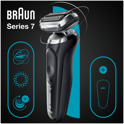 Aparat de ras electric Braun Series 7 71-N1000s, Wet&Dry, 4 elemente de taiere, SensoFlex, AutoSense, Trusa de voiaj, Negru [3]