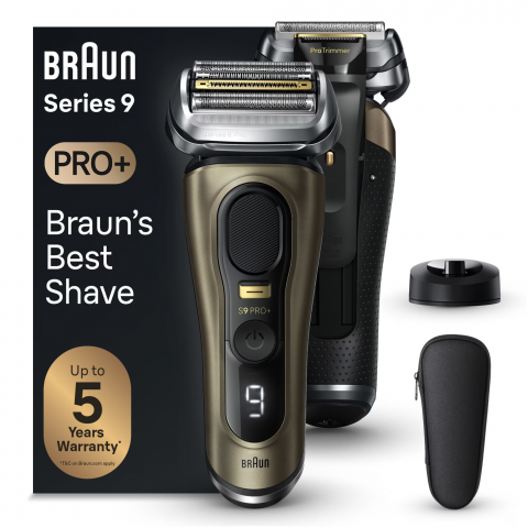 Aparate de Barbierit - Aparat de ras electric Braun Series 9 PRO+ 9519s, ProLift Trimmer, SensoFlex, AutoSense, Sonic Technology, 40.000 de actiuni de taiere, 5 elemente de taiere, Suport de incarcare, Trusa de voiaj, Auriu