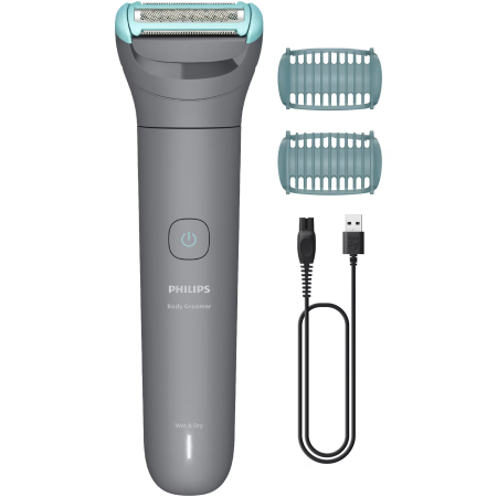 Aparat de ras si tuns corporal cu sita metalica hipoalergenica PHILIPS BG3480/15, autonomie 80 min, 2 piepteni bidirectionali, cablu USB pentru incarcare [1]