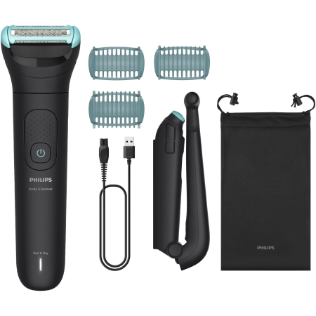 Aparat de ras si tuns corporal cu sita metalica hipoalergenica PHILIPS BG5480/15, autonomie 100 min, func?ie incarcare rapida, brat extensie pentru urilizare pe spate, 3 piepteni bidirectionali, indic [1]