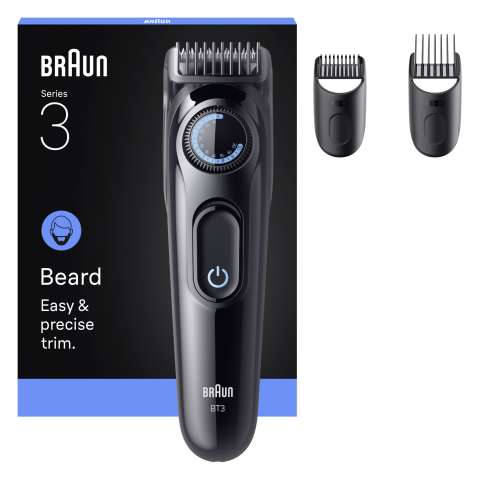 APARATE DE TUNS SI RAS - Aparat de tuns barba Braun Beard Trimmer Seria 3 BT3520, Lama ultra ascutita, +3 Accesorii de ingrijire: 2 Piepteni, 1 Perie de curatare, Rotita de precizie, 40 Setari de lungime, Autonomie 50 minute,