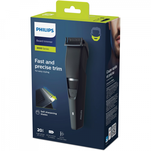 Aparat de tuns barba PHILIPS BT3234/15, Lame din otel inoxidabil cu ascutire automata, 0.5-10mm, utilizare fara fir, 60 min, Negru [2]