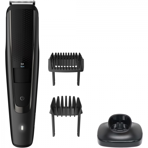 Aparat de tuns barba PHILIPS BT5515/20, Lame din otel inoxidabil 0.4-20mm, utilizare cu si fara fir, 90 min, 2 piepteni, suport de incarcare, Negru [1]