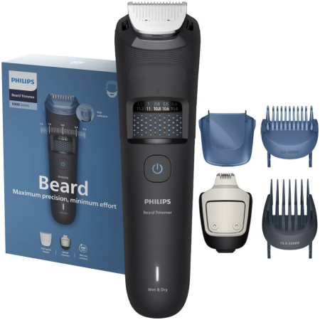 Aparate de Barbierit - Aparat de tuns barba PHILIPS BT5775/15 cu lame integral metalice cu autoascutire, 40 de setari lungime (0,5-20 mm), autonomie 100 min, colector de par, trimmer pentru detalii, trimmer extra-lat, 2 pie