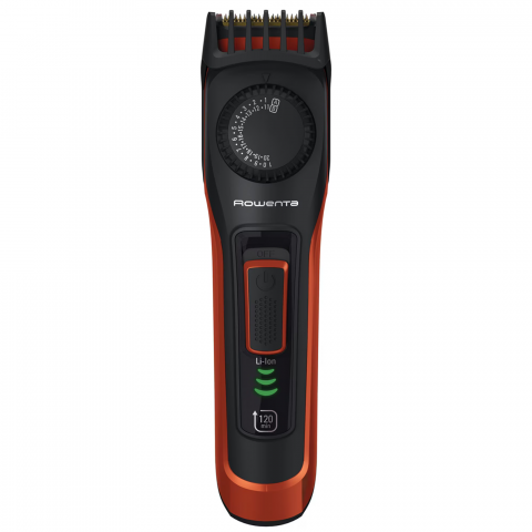 Aparat de tuns barba Rowenta Virtuo Style TN3800F4, 6500 rpm, autonomie 120 min, pieptene ajustabil, indicator LED baterie, tehnologie autoascutire, Gri/Portocaliu [2]
